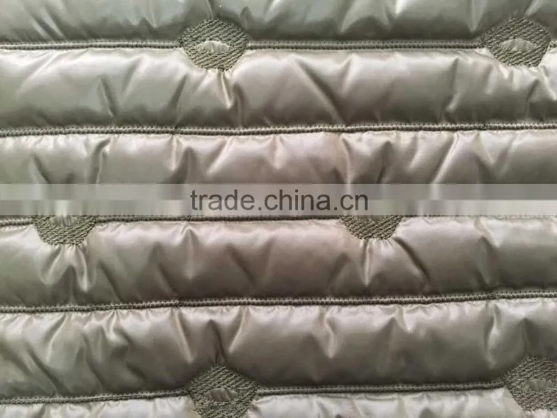 stripe embroidered thermal padded fabric with quilting for down coats/jacket