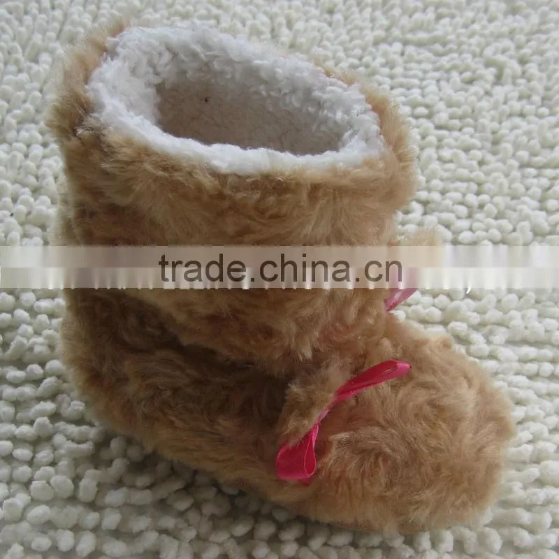 Winter thermal cotton-padded waterproof anti-slip soles slippers,home floor blue microsuede with mouse embroidery children boots