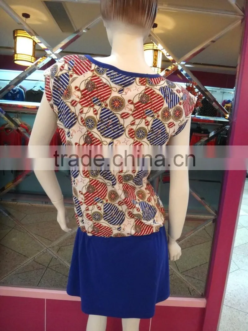 Classic atmosphere round collar draw string skirt nightgown women
