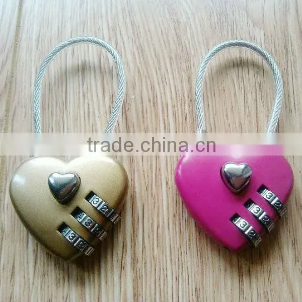 High Security red love padlock combination with wire in stock