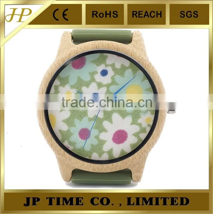 Bamboo Wooden Watch Cloth Dial Soft Silicone Band garment Watches as Pastoralism