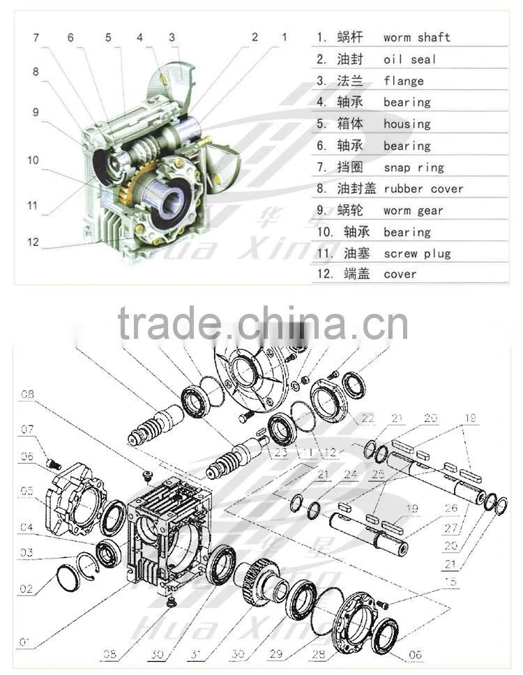 Aluminum housing RV serie double stage NMRW025-150 Worm Speed reducer reduce reductor reduction Gearbox for winch sliding door