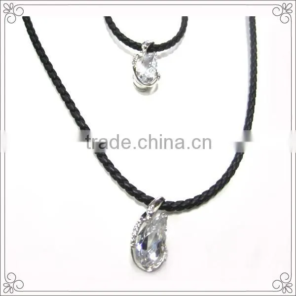 Steel Clasp Bridal Crystal Jewelry Set With Genuine Leather