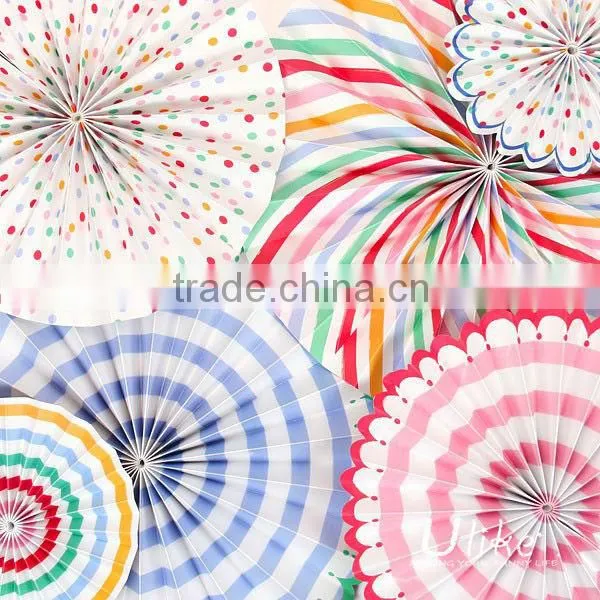 New Design Polka Dot Paper Pinwheel Decorations Fan Favor