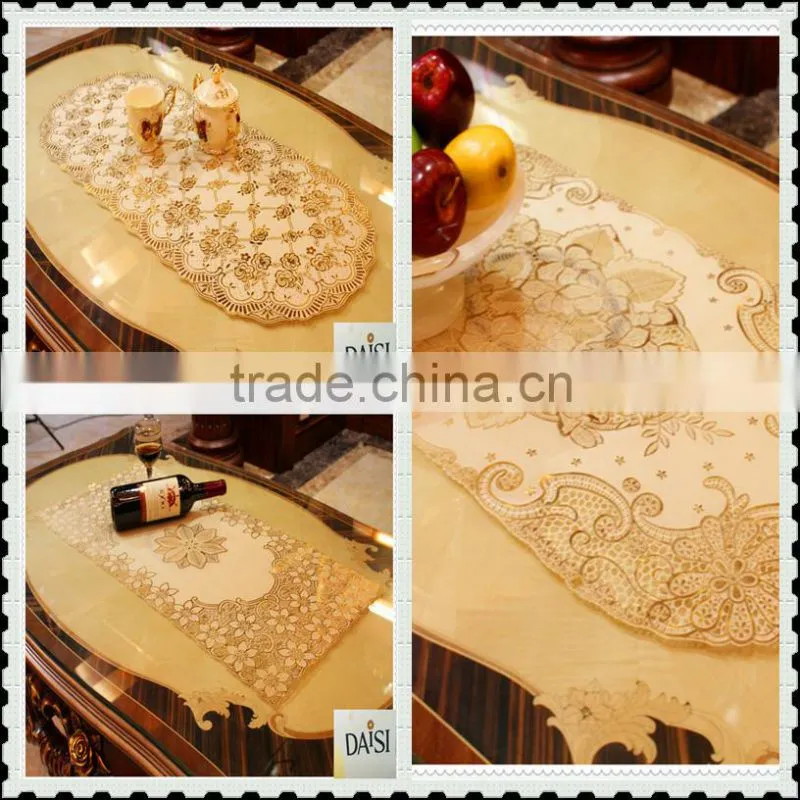 40x84 gold long Lace Tablecloth