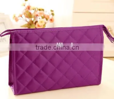 Good Quality Quilted Microfiber and Satin Fashion Travel Cosmetic Bag