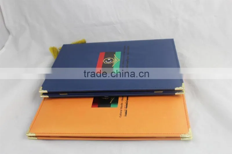 newest A4 certificate frames leather material certificate frames custom made A4 certificate frames with Hot Stamp/debossed logo