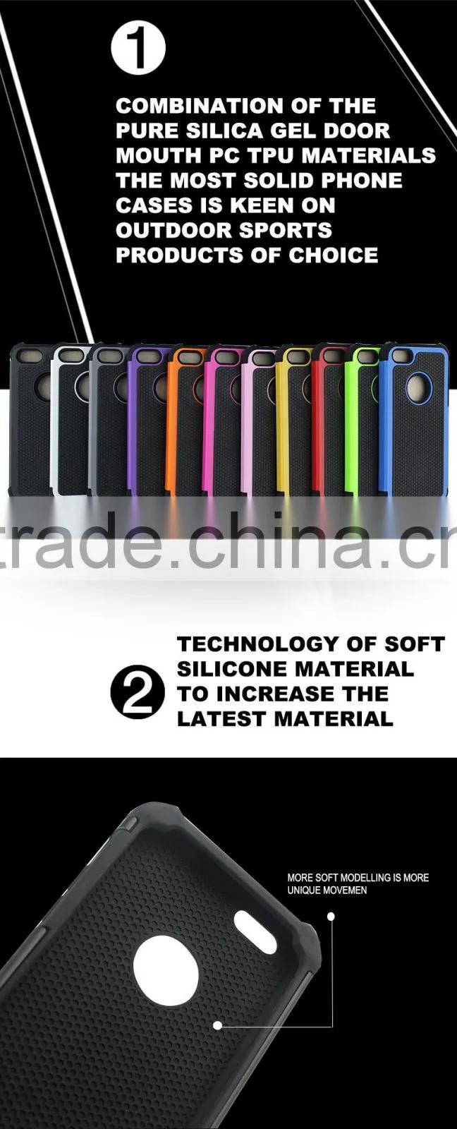 Fashion 2 in 1 Armor mobile cell phone case for iphone 6 6s PC+TPU cell phone cover