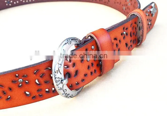 Woman Fashion Genuine leather ladies leather belt with Rivets
