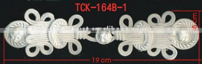 Height 5.0 Centermeter All White Sew On 100% Nylon Chinese Knot Frog Buttons