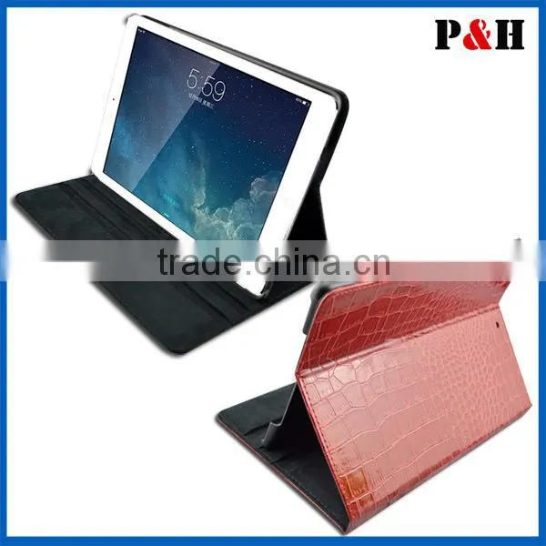 Crocodile leather carry case cover for ipad,croco leather cover for ipad air