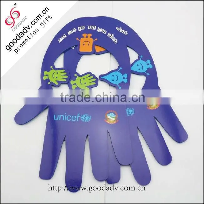 2014 hot sale purple hand shaped eva foam sun visor caps & hats