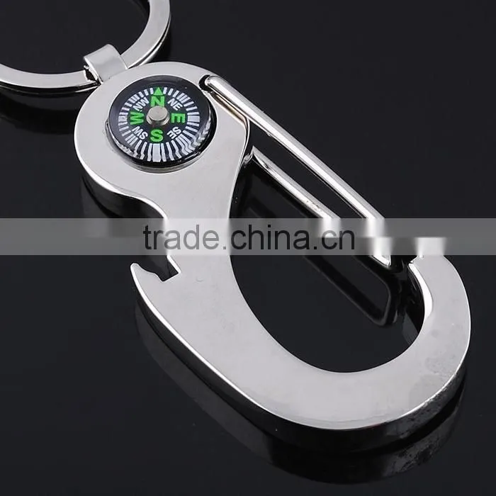 Beer company promotional gifts metal bottle opener keychain compass