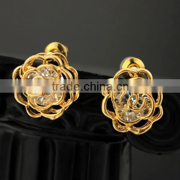 good quality hot sale rose flower model dianonds ear studs