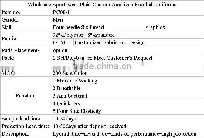 Wholesale Sportswear Plain Custom American Football Uniforms