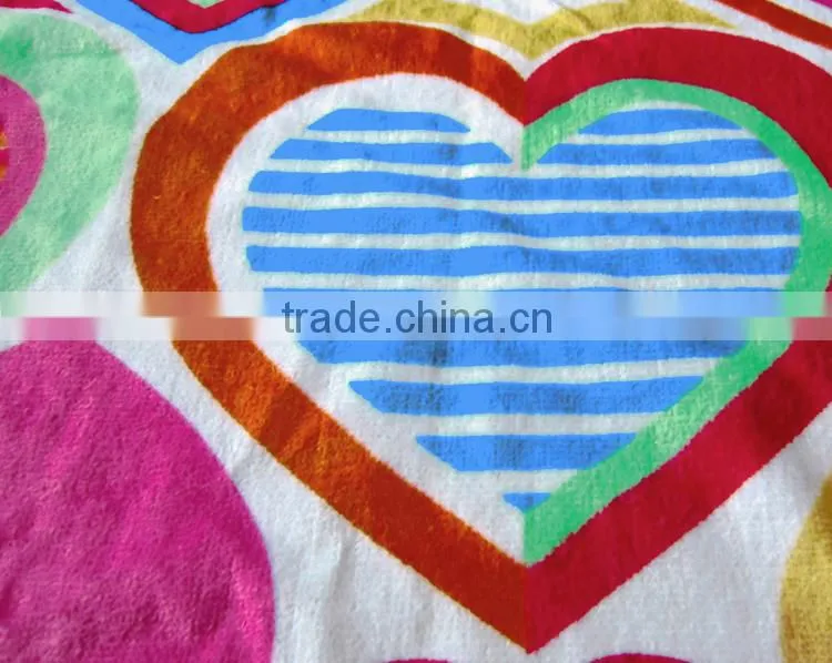 Full screen printed heart design girl beach towel blanket