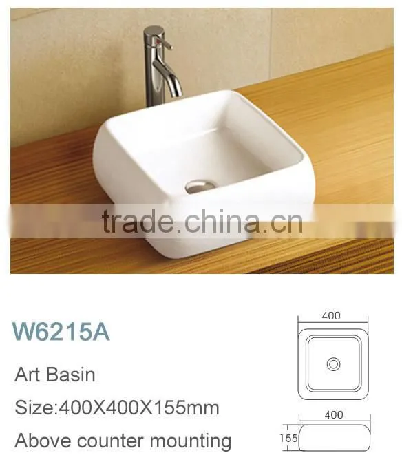 Bathroom ceramic square high above counter art wash basin