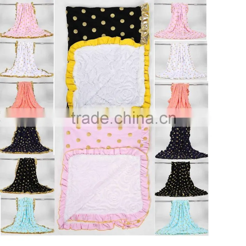 Wholesale Latest cotton blanket china factory deep pink gold polka dot blanket