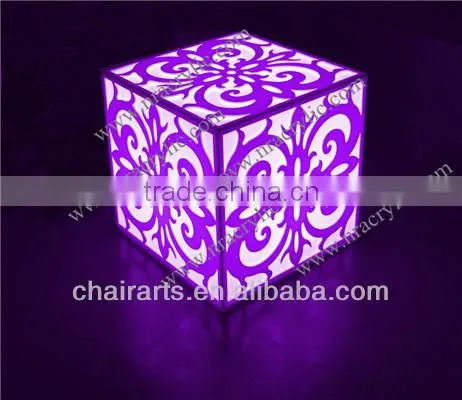 Shanghai well designed beautiful illuminated acrylic LED ottoman table for weddings