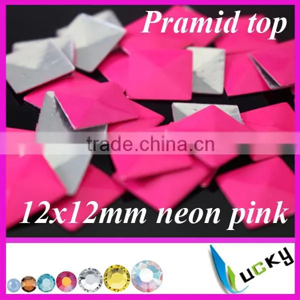 2014 new design hotfix nailheads neon pink color HOT-FIX iron on rhinestuds