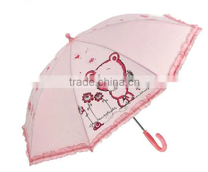 Frilled EVA half transparent little bear safe kid umbrella for fun