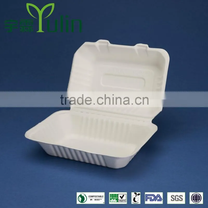 9"X6" sugercnae 2 compartments clamshell