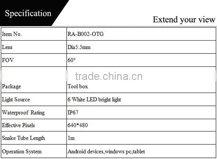 Factory supply waterproof 5.5mm micro usb otg smartphone borescope endoscope inspection camera