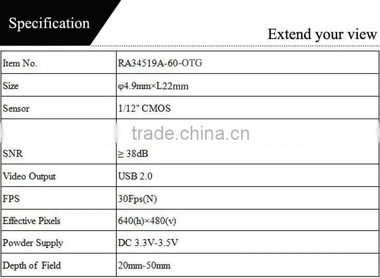 2016 new arrive android otg mini usb portable endoscope camera module