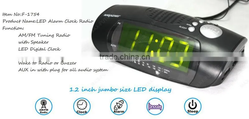 High Quality Clock Radio, AM/FM clock Radio with 1.2 inch LED(F-1754)