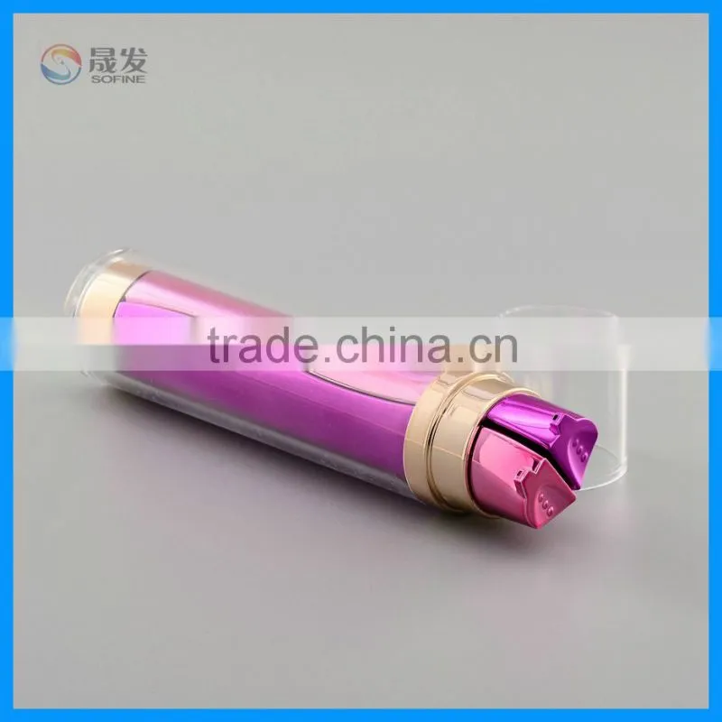 Luxury cosmetic double tube lotion pump bottle