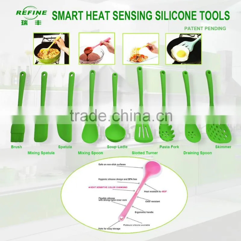 Food grade big Kitchen spoon silicone mixing spoon with durable nylon core