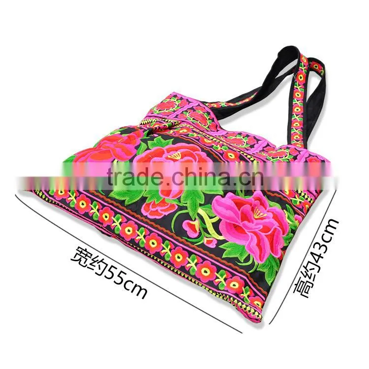 2016 new embroidery bag women shoulder bag with flower embroidery