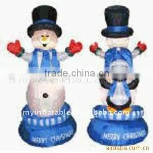 Inflatable snowman family