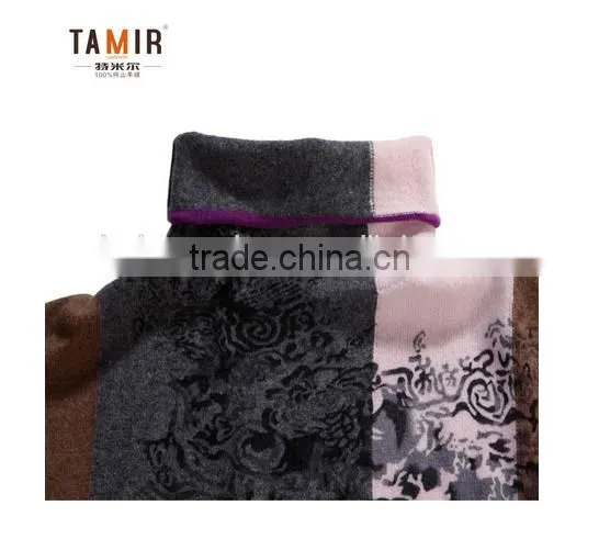 Ladies Cashmere Latest Design Winter Sweater, Ladies Contrast Color High Neck Sweater