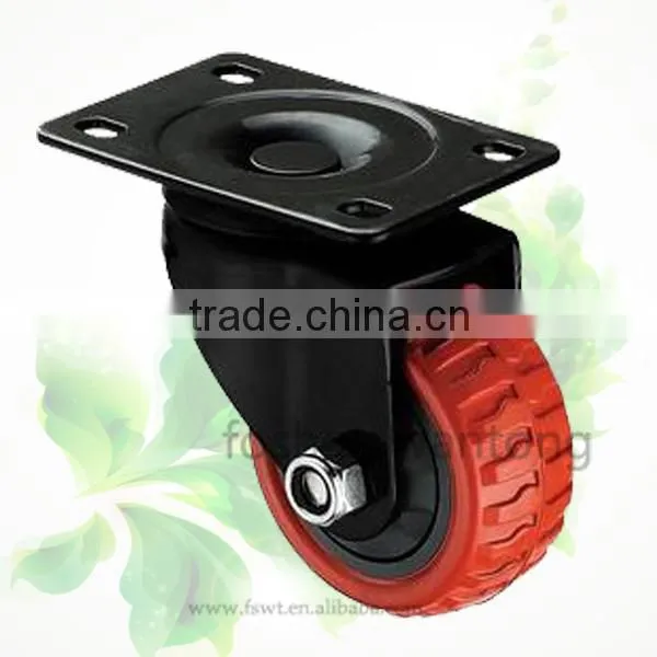 Red PVC Hardware Wheel 100mm Top Plate Swivel Industrial Casters