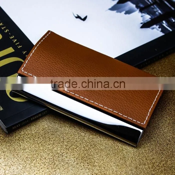 Black blocking RFID PU leather credit card case and business name card holder with customized engraving LOGO