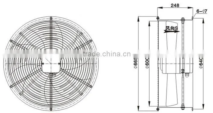 High quality cast iron blade paint booth fan