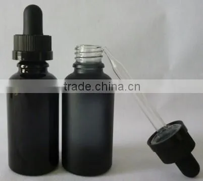 matte black glass e liquid bottle with glass dropper and childproof cap from Shenzhen manufacturer