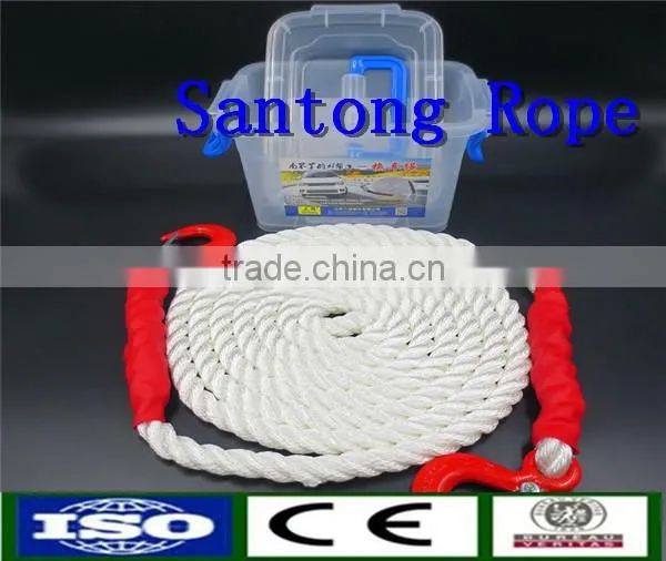 nylon twisted pre-spliced tow rope winch rope with hooks