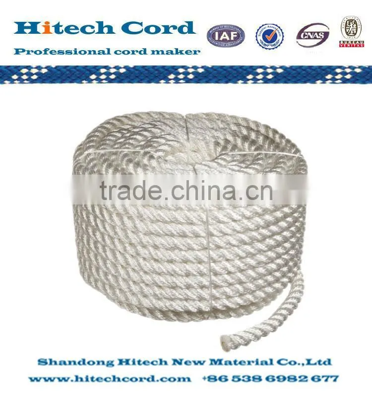white color 5mm 3 strand or 4 strand Twisted Nylon Rope From Manufacture