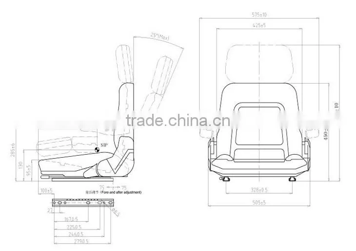 YH-10 High quality and durable PVC backrest adjustable forklift seat
