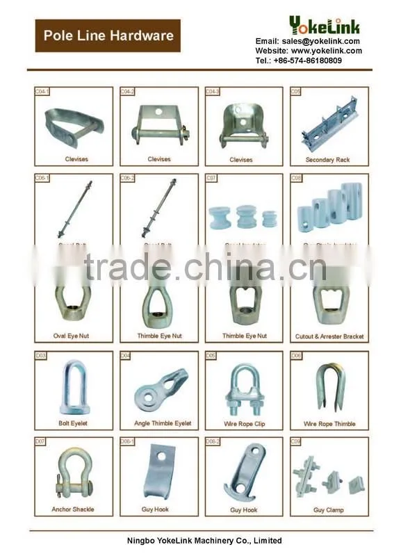Pole Line Hardware Electric Power Fitting Assembly Guy Bolt Hot Dip Galvanized Screw Bolt Forged Thimble Eye Bolt