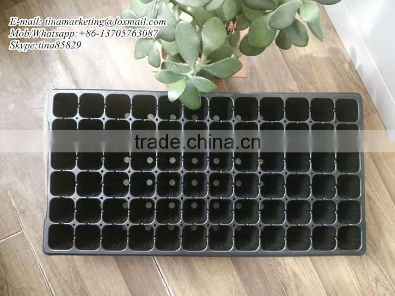 90mm Deep 72 Cells Black PS Plastic Plug Forest Nursery Seedling Planting Tray Multiple use