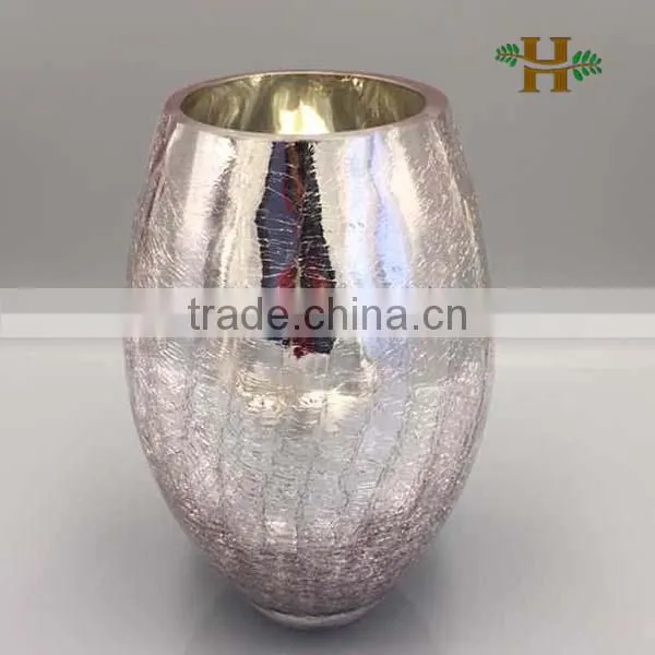 Mouth Blown Crackled Glass Vase, Flower Arrangement Glass Terrarium