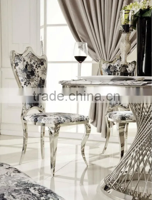 Modern design dining room furniture tempered gass top round and stainless base dining table TH371