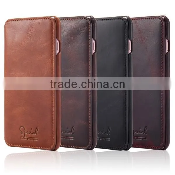 2017 5.5 Inch Universal Cowhide Flip Leather Phone Case For iPhone 7 Plus/6 Plus