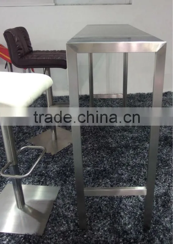 high quality brushed stainless steel bar table with tempered top or wood top LQ- BT102S