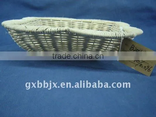 White rattan weaving iron frame storage fruit woven tray