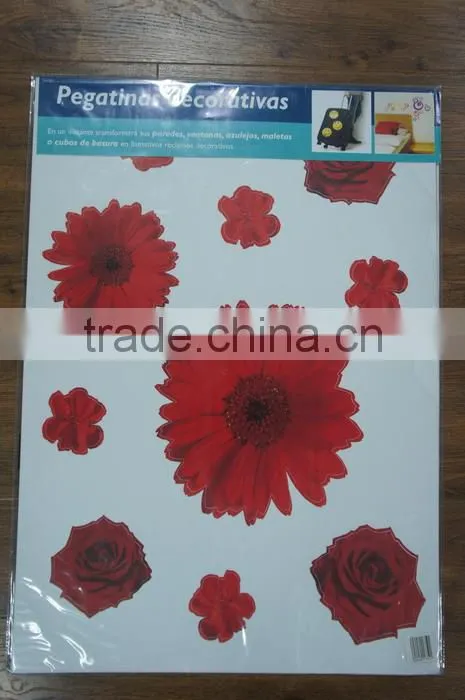 Red Rose PVC Adhesive Wall Sticker Solid Color