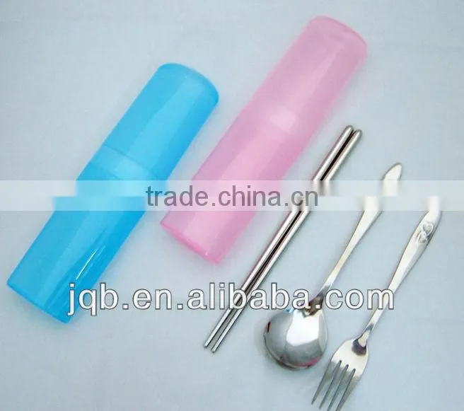 Portable takeaway travel cutlery set with plastick box packing